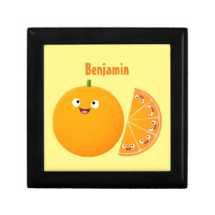 Cute happy orange citrus fruit cartoon gift box