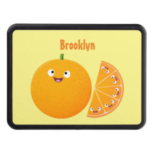 Cute happy orange citrus fruit cartoon hitch cover