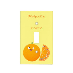Cute happy orange citrus fruit cartoon light switch cover