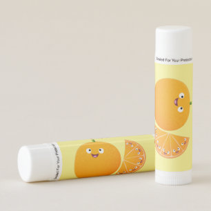 Cute happy orange citrus fruit cartoon lip balm