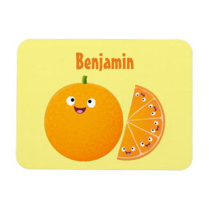 Cute happy orange citrus fruit cartoon magnet