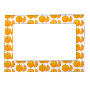 Cute happy orange citrus fruit cartoon magnetic frame