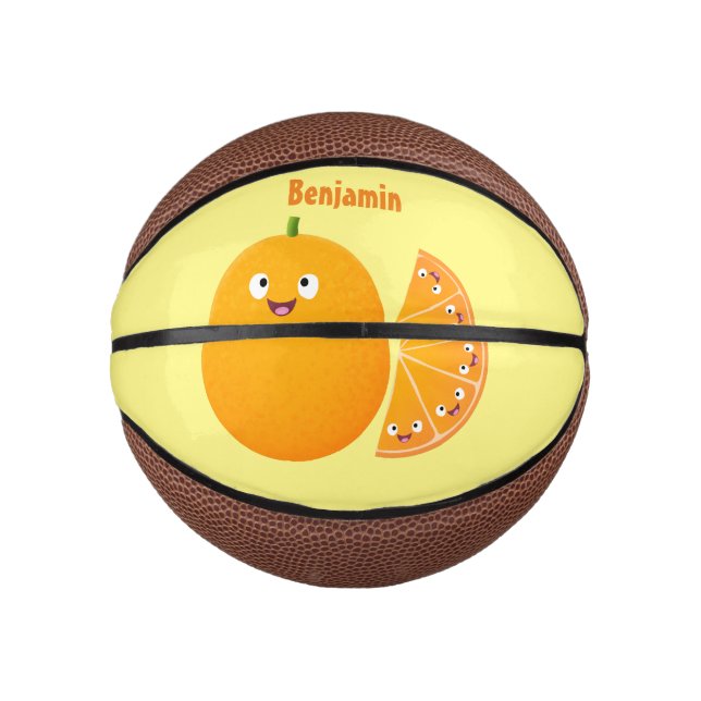 Cute happy orange citrus fruit cartoon mini basketball (Front)