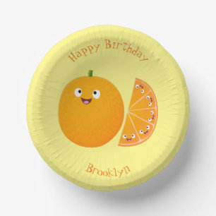 Cute happy orange citrus fruit cartoon paper bowls