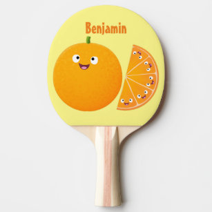 Cute happy orange citrus fruit cartoon ping pong paddle