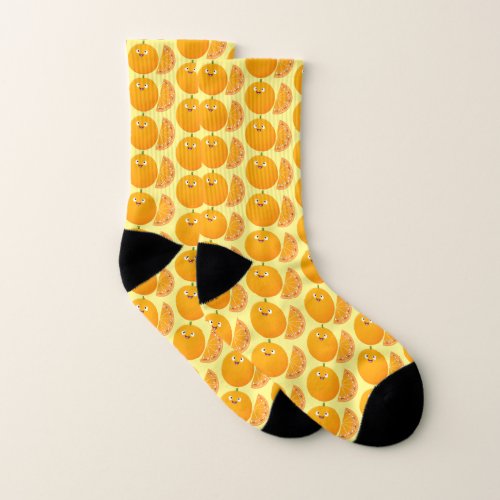 Cute happy orange citrus fruit cartoon socks