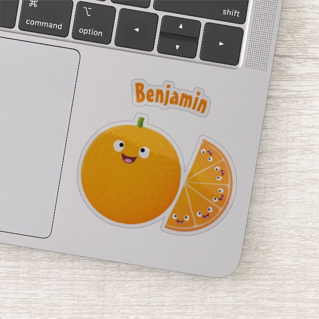 Cute happy orange citrus fruit cartoon  sticker (Detail)