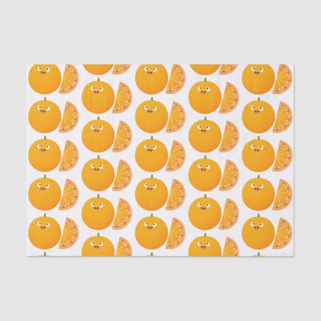 Cute happy orange citrus fruit cartoon tissue paper (Front)