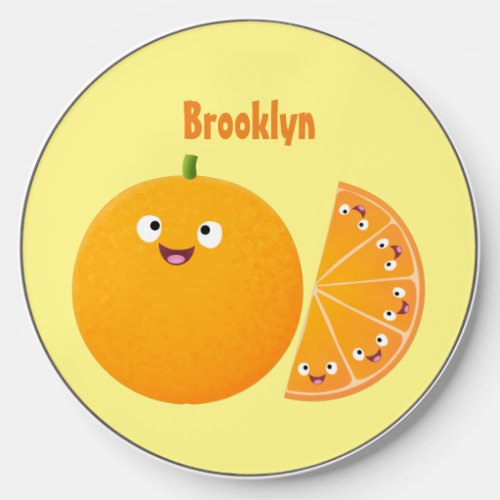 Cute happy orange citrus fruit cartoon wireless charger 