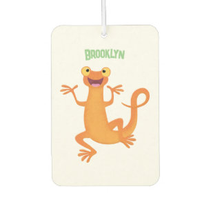 Cute happy orange dancing newt air freshener