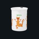 Cute happy orange dancing newt beverage pitcher<br><div class="desc">This cute happy orange newt is dancing in cartoon illustration style. For kids and kids at heart.</div>