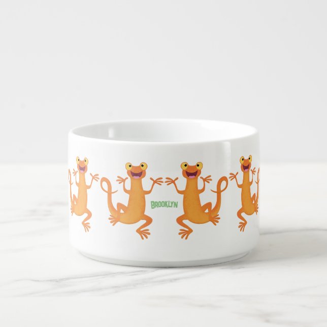 Cute happy orange dancing newt bowl (Center)