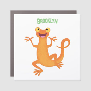 Cute happy orange dancing newt car magnet
