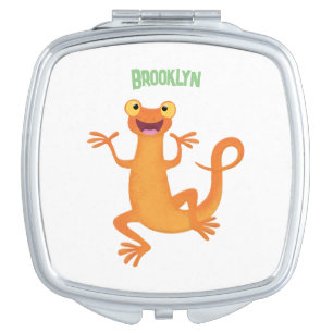 Cute happy orange dancing newt compact mirror