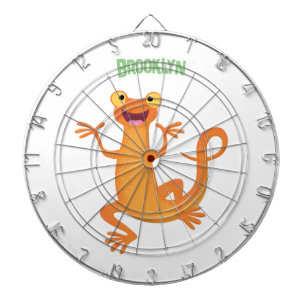 Cute happy orange dancing newt dart board