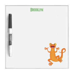 Cute happy orange dancing newt dry erase board