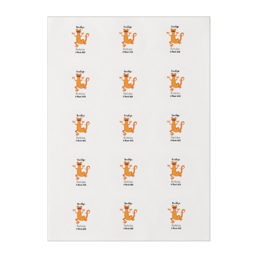 Cute happy orange dancing newt edible frosting rounds (Sheet)