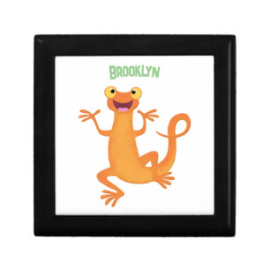 Cute happy orange dancing newt gift box