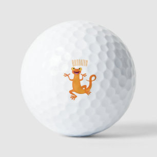 Cute happy orange dancing newt golf balls