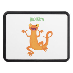 Cute happy orange dancing newt hitch cover