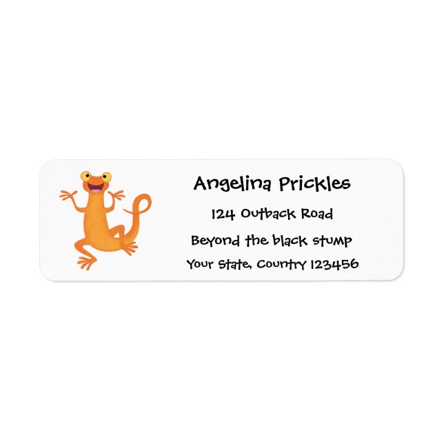 Cute happy orange dancing newt label (Front)