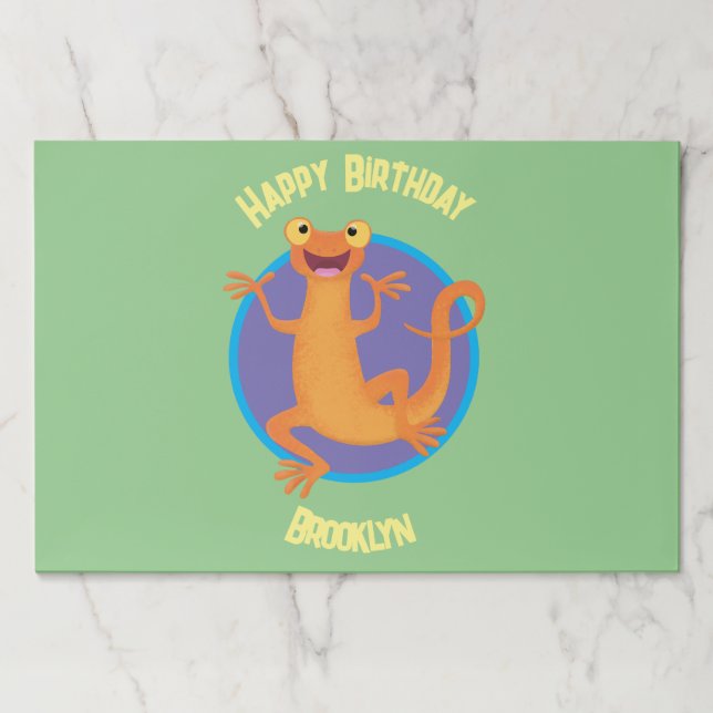 Cute happy orange dancing newt  paper pad (Front)