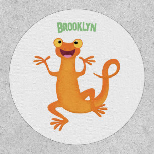 Cute happy orange dancing newt patch
