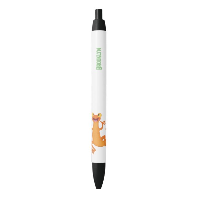 Cute happy orange dancing newt pen (Front Vertical)