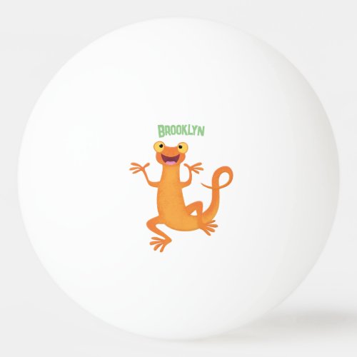 Cute happy orange dancing newt ping pong ball