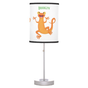 Cute happy orange dancing newt table lamp