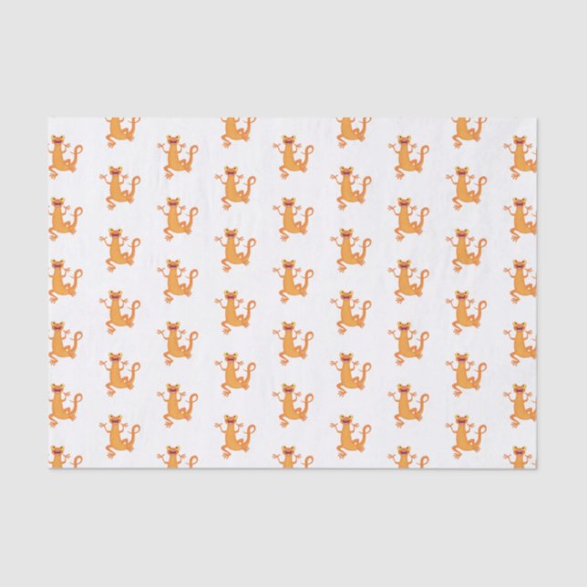Cute happy orange dancing newt tissue paper (Front)