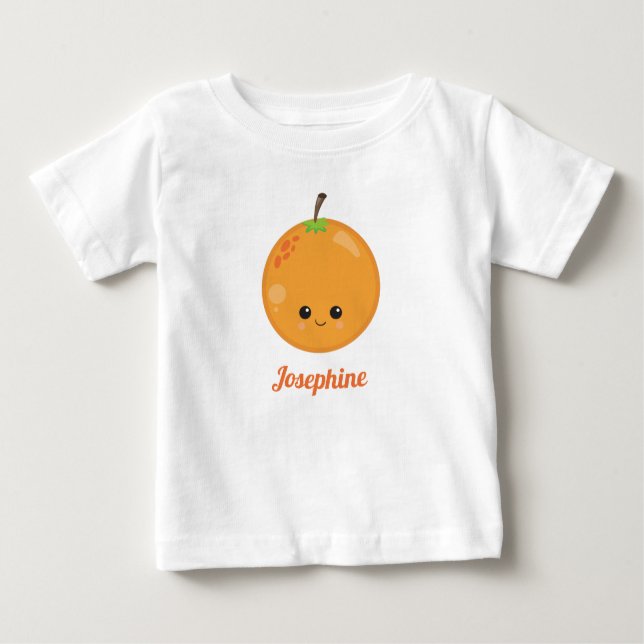 Cute Happy Orange Monogram Baby T-Shirt (Front)