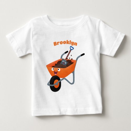 Cute happy orange wheelbarrow cartoon illustration baby T_Shirt
