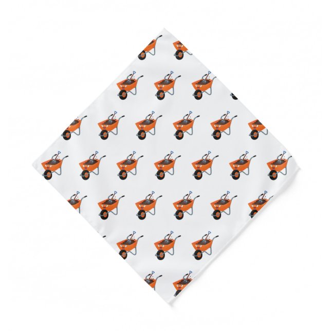 Cute happy orange wheelbarrow cartoon illustration bandana (Front)