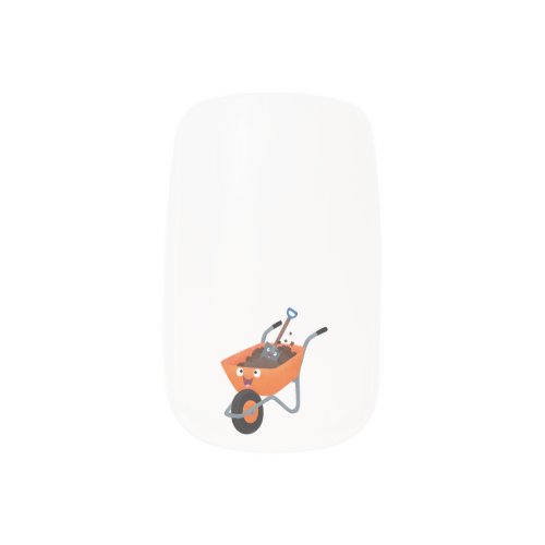 Cute happy orange wheelbarrow cartoon illustration minx nail art