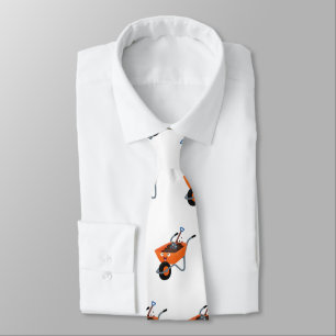 Cute happy orange wheelbarrow cartoon illustration neck tie