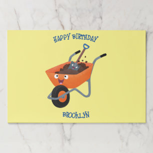 Cute happy orange wheelbarrow cartoon illustration paper pad