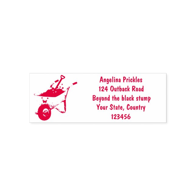 Cute happy orange wheelbarrow cartoon illustration self-inking stamp (Design)