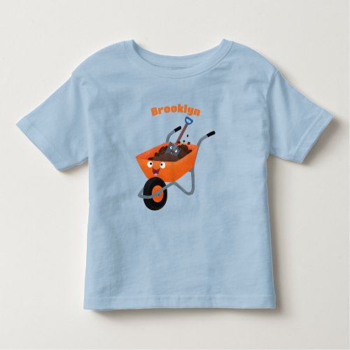 Cute happy orange wheelbarrow cartoon illustration toddler t_shirt