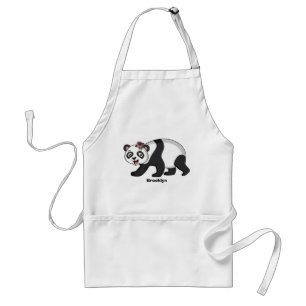 Cute happy panda bear with flower cartoon adult apron