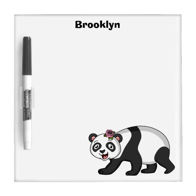 Cute happy panda bear with flower cartoon  dry erase board (Front)