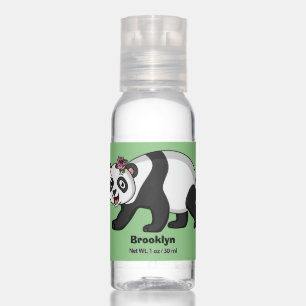 Cute happy panda bear with flower cartoon hand sanitizer