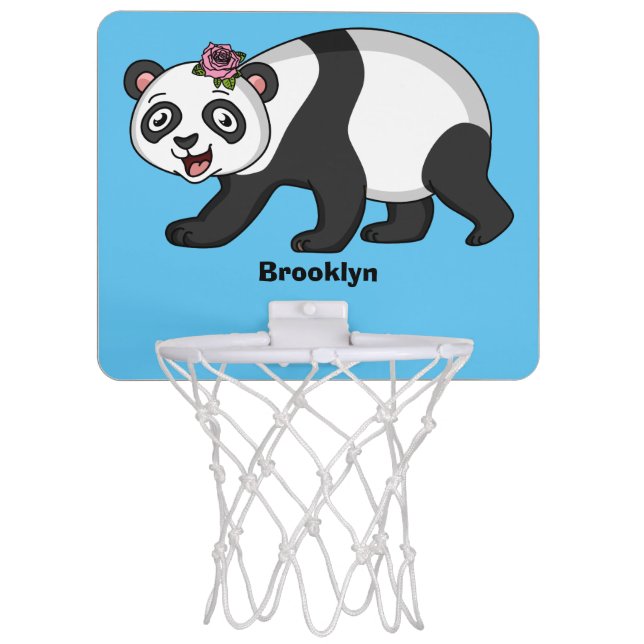 Cute happy panda bear with flower cartoon  mini basketball hoop (Front)