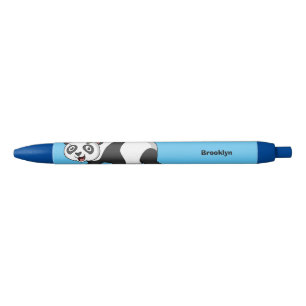 Cute happy panda bear with flower cartoon  pen