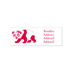Cute happy panda bear with flower cartoon self-inking stamp