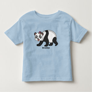 Cute happy panda bear with flower cartoon toddler t-shirt