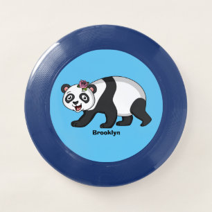 Cute happy panda bear with flower cartoon Wham-O frisbee