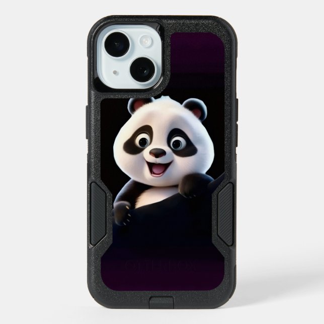 Cute Happy Panda iPhone 15 Case (Back)