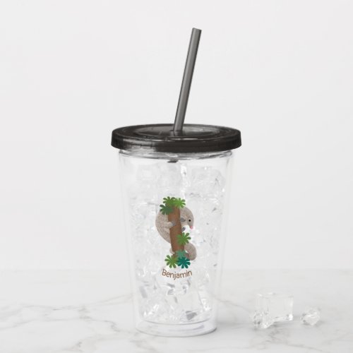 Cute happy pangolin anteater illustration acrylic tumbler