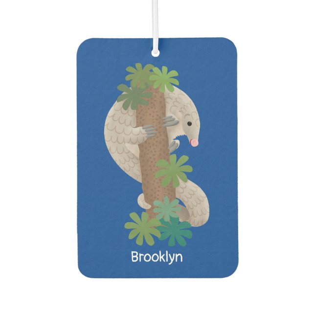 Cute happy pangolin anteater illustration air freshener (Front)